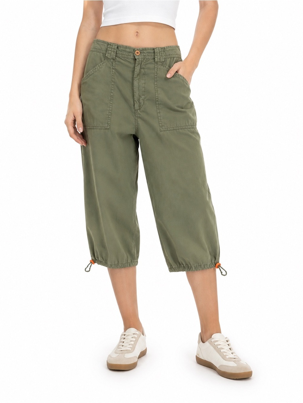 Polo Jeans Co Ralph Lauren Green Cargo Capri Pants Womens 12 Cotton Y2K Vintage